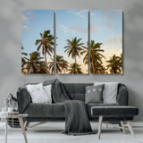 99033771-MGV-CV-36X24-Palm Trees Wall Art Canvas Print, Framed Tropical Vibes Art Picture Print, Coastal Sunset Perfect Coastal Boho Decor Artwork
