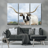 63592811-MGV-CV-36X24-Texas Longhorn Wall Art Canvas Print, Framed Western Rustic Art Picture Print, Farmhouse Decor Perfect Rustic Farmhouse Decor