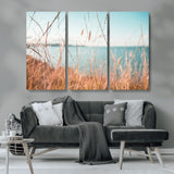 36108696-MGV-CV-36X24-Coastal Grass Wall Art – Serene Ocean View Canvas Print, Beach Nature Photography Decor for Living Room, Bedroom, Office or Modern