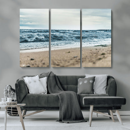 81812590-MGV-CV-36X24-Ocean Wall Art Wall Art Canvas Print, Framed Coastal Canvas Art Picture Print, Moody Seascape Perfect Coastal Minimalist Decor