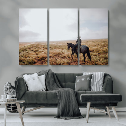 57597730-MGV-CV-36X24-Cowboy Wall Art Wall Art Canvas Print, Framed Western Canvas Art Picture Print, Rustic Ranch Scene Perfect Rustic Western Decor