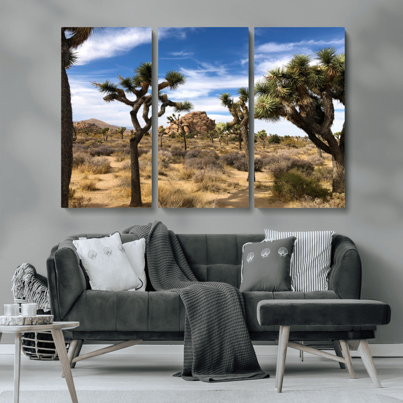 25722592-MGV-CV-36X24-Joshua Tree Desert Wall Art Canvas Print, Framed Southwestern Nature Art Picture Print, Rustic Earth Tones Perfect Southwestern