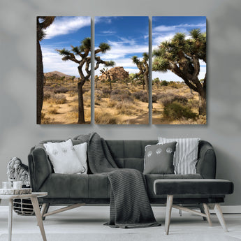 25722592-MGV-CV-36X24-Joshua Tree Desert Wall Art Canvas Print, Framed Southwestern Nature Art Picture Print, Rustic Earth Tones Perfect Southwestern