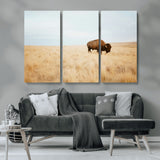 61392510-MGV-CV-36X24-Buffalo Wall Art Wall Art Canvas Print, Framed Western Wildlife Decor Art Picture Print, Rustic Farmhouse Art Perfect Rustic