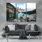98014896-MGV-CV-36X24-Canadian Rockies Wall Art Canvas Print, Framed Mountain Landscape Art Picture Print, Turquoise Water Perfect Scandinavian