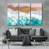 26870666-MGV-CV-36X24-Aerial Beach Wall Art Canvas Print, Framed Ocean Waves Art Picture Print, Coastal Landscape Perfect Coastal Minimalist Decor