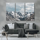 94074619-MGV-CV-36X24-Snowy Peaks Wall Art Canvas Print, Framed Alpine Wilderness Art Picture Print, Mountain Escape Perfect Winter Serenity Decor