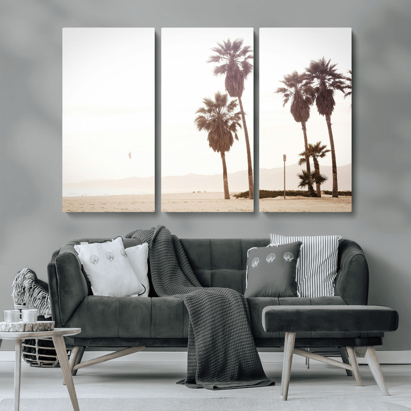 48255923-MGV-CV-36X24-Coastal Light Wall Art Canvas Print, Framed Relaxing Shoreline Art Picture Print, Minimalist Ocean Perfect Tropical Serenity Decor