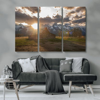 52555760-MGV-CV-36X24-Snowy Peaks Wall Art Canvas Print, Framed Nature Escape Art Picture Print, Rustic Charm Perfect Rustic Western Decor Artwork