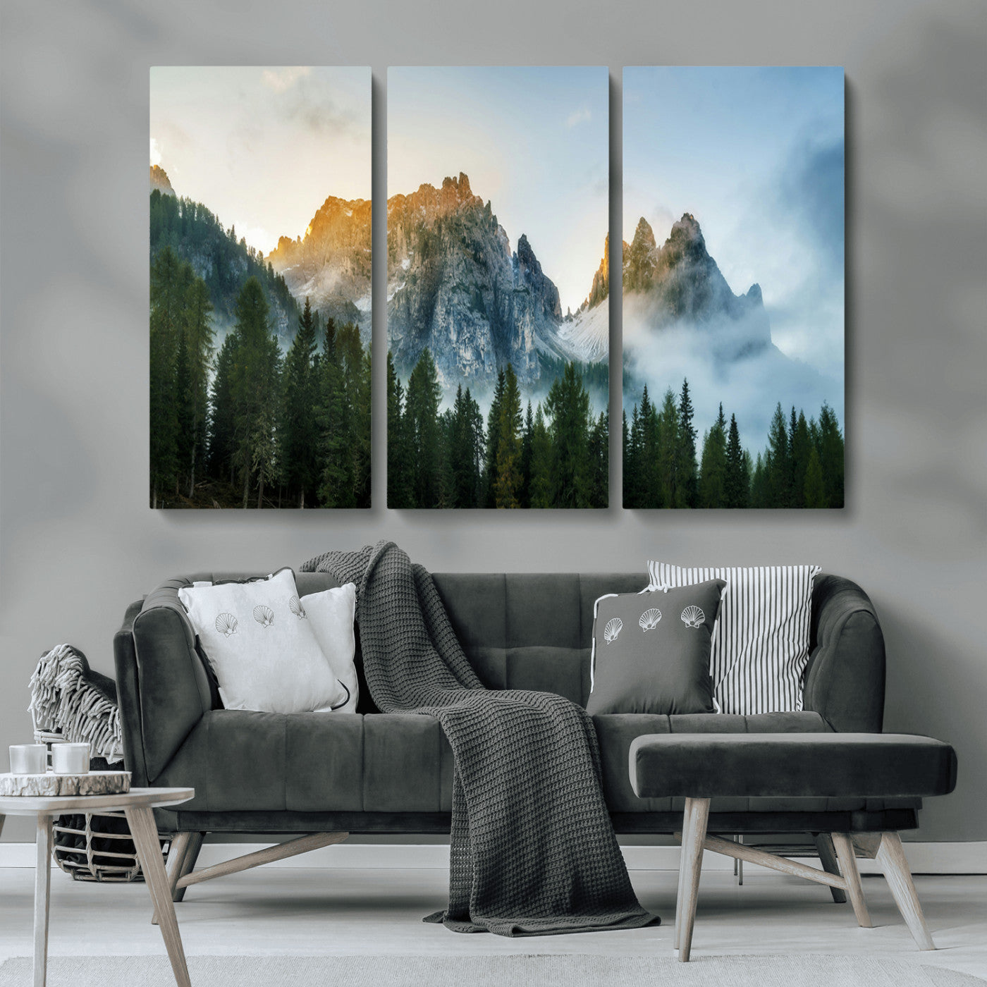 21145440-MGV-CV-36X24-Wilderness Wall Art Wall Art Canvas Print, Framed Nature Landscape Decor Art Picture Print, Misty Forest Photography Perfect