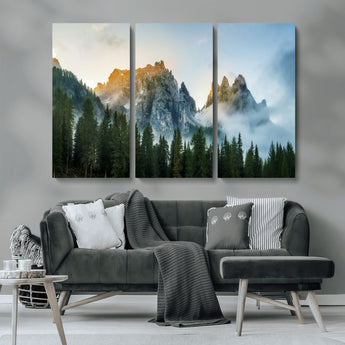 21145440-MGV-CV-36X24-Wilderness Wall Art Wall Art Canvas Print, Framed Nature Landscape Decor Art Picture Print, Misty Forest Photography Perfect