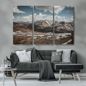 44565953-MGV-CV-36X24-Mountain Landscape Wall Art Canvas Print, Framed Snowy Peaks Art Picture Print, Rugged Highlands Perfect Rustic Adventure Decor