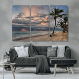 62574547-MGV-CV-36X24-Tropical Storm Wall Art Canvas Print, Framed Moody Beach Art Picture Print, Dramatic Sky Perfect Tropical Coastal Decor Artwork
