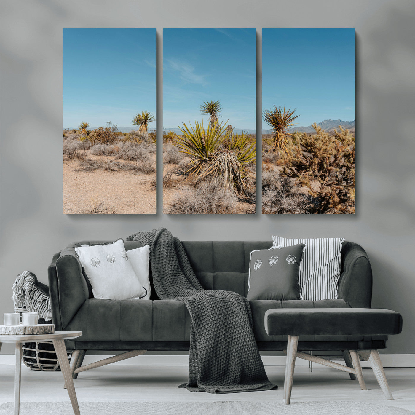 35156165-MGV-CV-36X24-Joshua Tree Wall Art Canvas Print, Framed Desert Landscape Art Picture Print, Warm Earth Tones Perfect Southwestern Minimalist