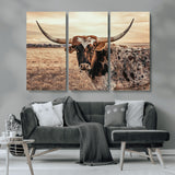 95745718-MGV-CV-36X24-Texas Longhorn Wall Art – Western Cattle Photography Canvas Print, Rustic Ranch Animal Artwork Country Farmhouse Decor for Living