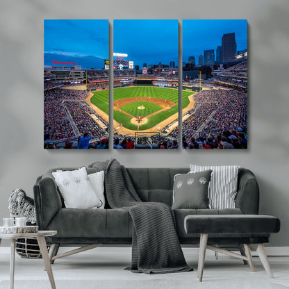 77273035-MGV-CV-36X24-Baseball Stadium Wall Art – Panoramic Evening Game Canvas Print, Sports Fan Decor for Man Cave, Office, Bar, or Living Room