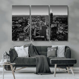 46578567-MGV-CV-36X24-Atlanta Skyline Wall Art – Black and White Cityscape Canvas Print, Modern Urban Night Decor for Office, Living Room, or Apartment