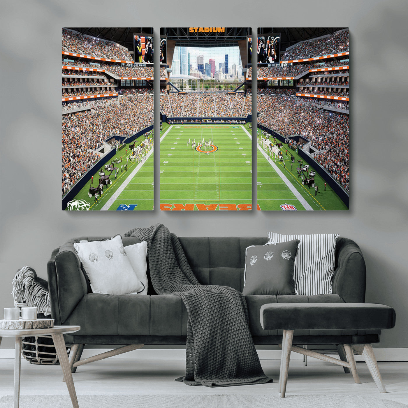 76935553-MGV-CV-36X24-Football Stadium Wall Art – Panoramic Game Day Canvas Print, Sports Decor for Man Cave, Office, Bar, or Living Room