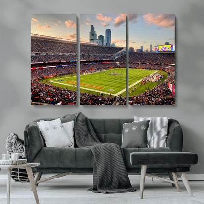 55377093-MGV-CV-36X24-Soldier Field Wall Art – Panoramic Chicago Bears Football Stadium Canvas Print, Game Day Sports Decor for Man Cave, Bar, Office,