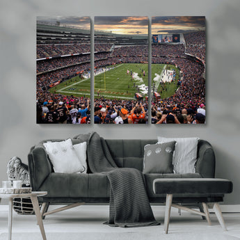 87578930-MGV-CV-36X24-Soldier Field Wall Art – Chicago Bears Football Stadium Sunset Canvas Print, Game Day Sports Decor for Man Cave, Bar, Office, or