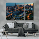 36690345-MGV-CV-36X24-Soldier Field Wall Art – Chicago Bears Stadium Aerial Night Canvas Print, City Skyline Football Decor for Living Room, Office, or