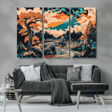 21638941-MGV-CV-36X24-Japanese Landscape Wall Art – Mount Fuji and Flowing River Ukiyo-e Style Canvas Print, Traditional Japan Inspired Artwork for