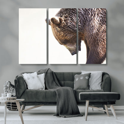 14405507-MGV-CV-36X24-Bear Wall Art – Wildlife Canvas Print with Rustic Animal Portrait and Minimalist Background, Nature Inspired Photography for