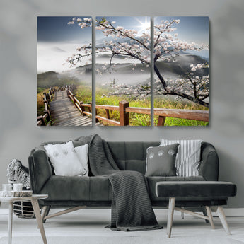 34632598CRY-MGV-CV-36X24-Sakura Cherry Blossom Pathway Canvas Wall Art – Tranquil Walk Through Blossoming Nature – Ready to Hang