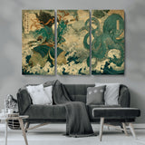 24416422-MGV-CV-36X24-Tsukioka Yoshitoshi Samurai Wall Art Print, Japanese Katana Warrior Canvas Wall Art, Octopus Sea Monster Canvas Print,