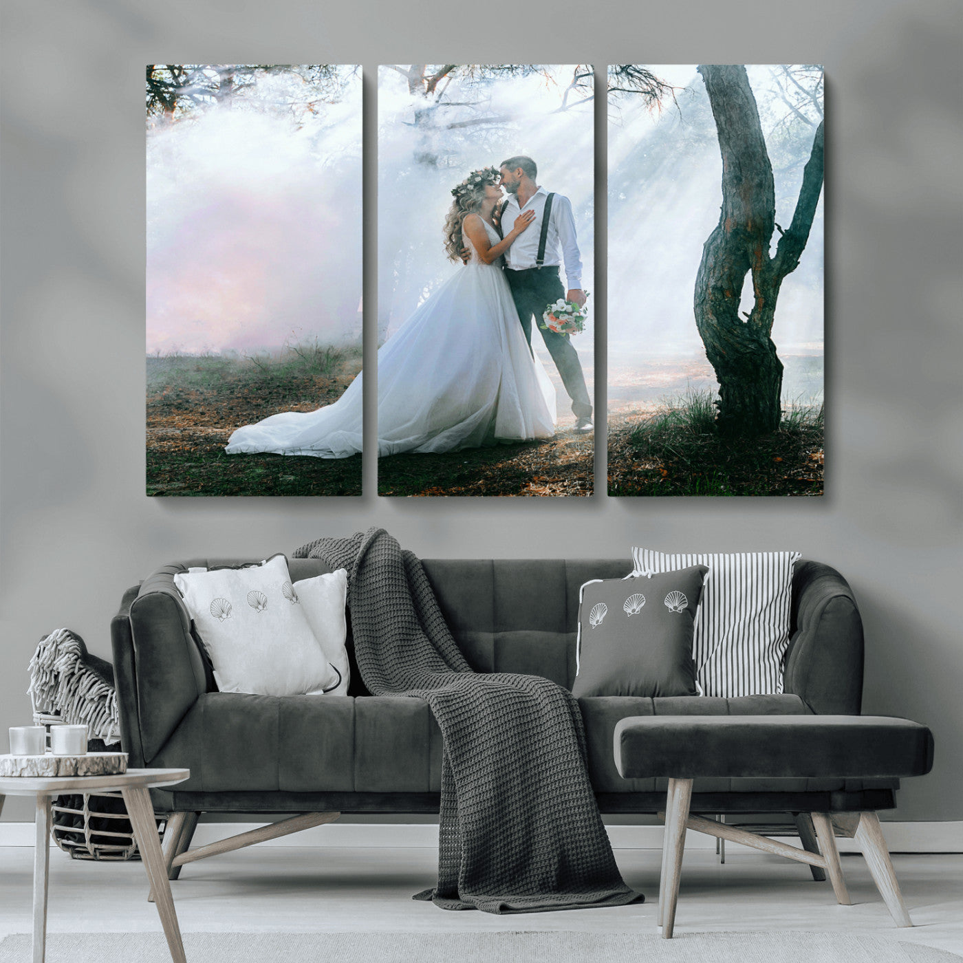 CSTM913-MGV-CV-36X24-Framed Wedding Canvas Print - Custom Wall Art Keepsake for Couples, Elegant Home Decoration Gift, Create Your Own Photo Canvas