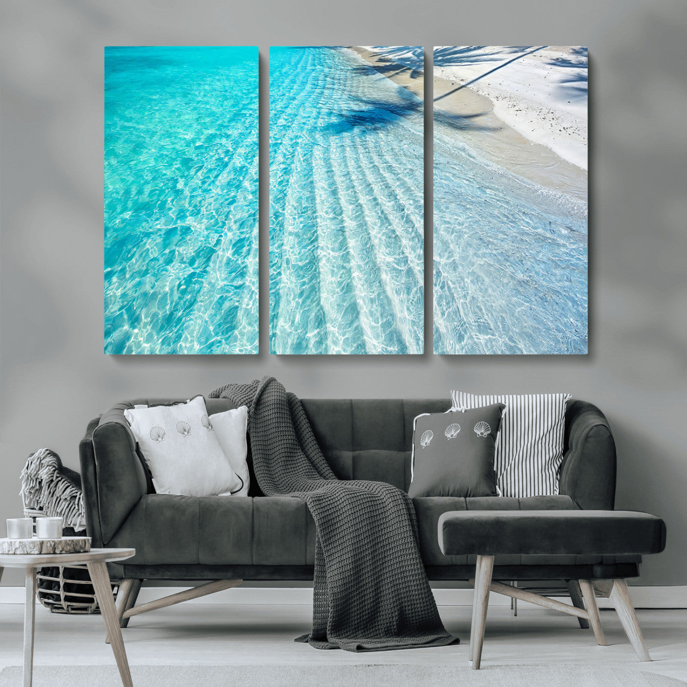 68127042-MGV-CV-36X24-Beach Wall Art – Tropical Ocean Canvas Print, Clear Water and White Sand Photography Decor for Bedroom, Living Room, Office,