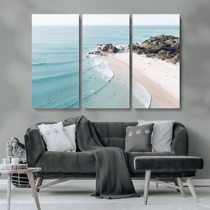 79395467-MGV-CV-36X24-Coastal Wall Art – Aerial Beach Canvas Print, Ocean Waves and Sandy Shore Photography Decor for Bedroom, Living Room, Office,