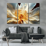 20862576-MGV-CV-36X24-Golden Abstract Flower Canvas Wall Art – Modern Botanical Bloom Print, Elegant Floral Artwork for Living Room, Bedroom, Office
