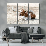 89096667-MGV-CV-36X24-Texas Longhorn Wall Art – Rustic Western Canvas Print, Cattle Photography Decor for Ranch House, Living Room, Office, Man Cave