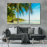 65056721-MGV-CV-36X24-Tropical Beach Wall Art – Palm Tree Coastal Photography Print, Relaxing Ocean Paradise Landscape, Island Seascape Home or Office