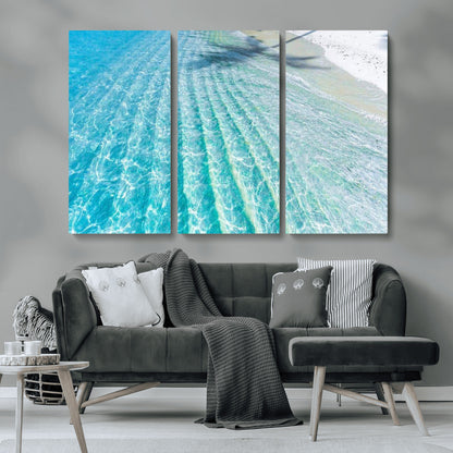 46233906-MGV-CV-36X24-Coastal Wall Art – Turquoise Ocean Waves and White Sand Canvas Print, Tropical Beach Photography Decor for Bedroom, Living Room,