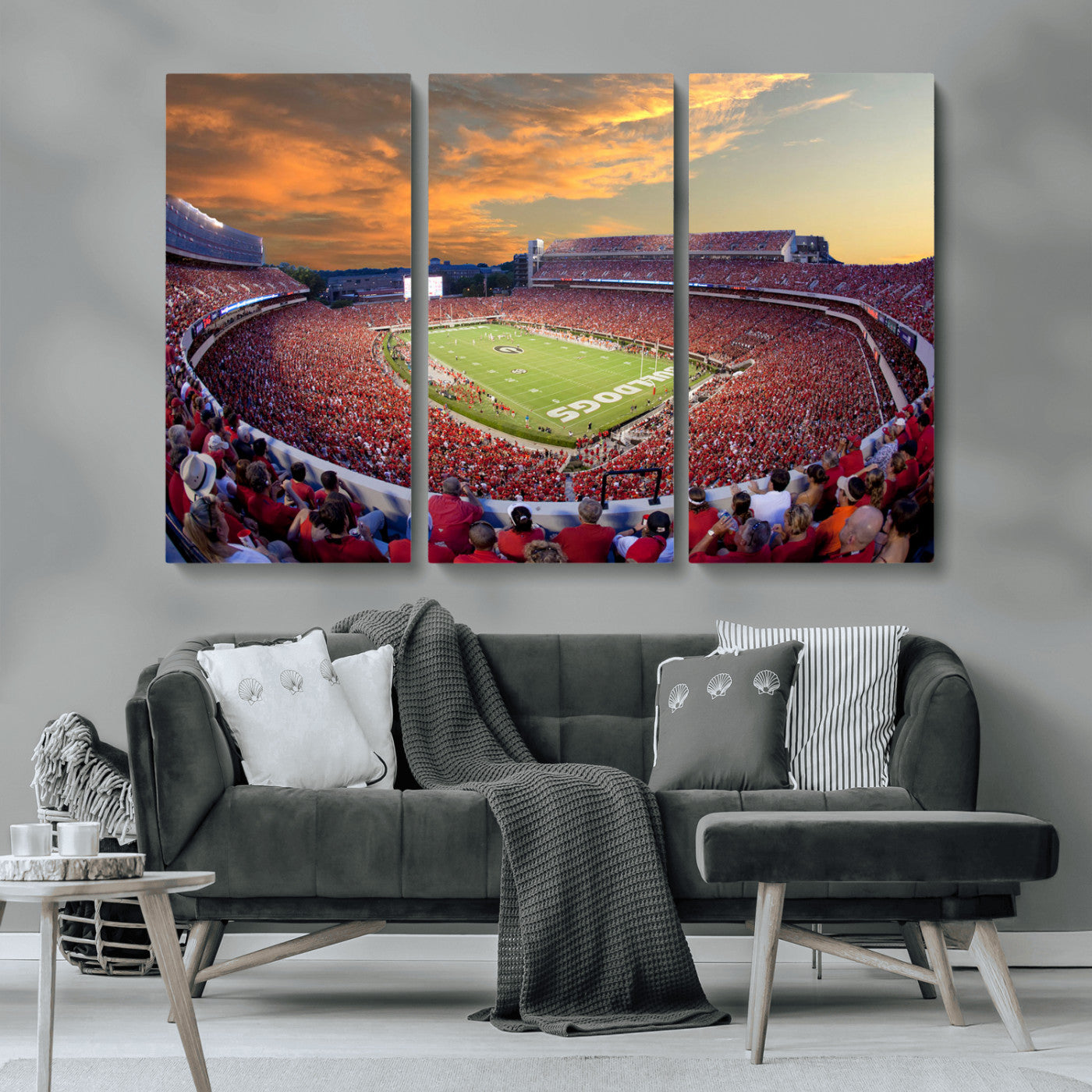 73680988-MGV-CV-36X24-Sanford Stadium Wall Art – Georgia Bulldogs Football Sunset Game Canvas Print, College Sports Decor for Man Cave, Bar, Office, or