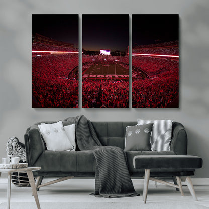 38331045-MGV-CV-36X24-Sanford Stadium Wall Art – Georgia Bulldogs Football Red Night Game Canvas Print, Electric College Sports Decor for Man Cave or