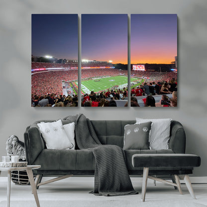 25139565-MGV-CV-36X24-Sanford Stadium Wall Art – Georgia Bulldogs Football Sunset Panorama Canvas Print, College Game Day Decor for Man Cave, Bar, or