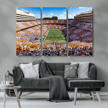 64238859-MGV-CV-36X24-Neyland Stadium Wall Art – Tennessee Volunteers Checkerboard Game Day Canvas Print, College Football Panorama Decor for Man Cave