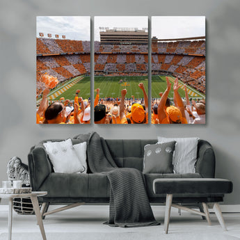 76011417-MGV-CV-36X24-Tennessee Volunteers Wall Art – Neyland Stadium Checkerboard Crowd Canvas Print, Vols Football Game Day Fan Perspective Sports