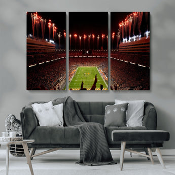 73358115-MGV-CV-36X24-Tennessee Volunteers Wall Art – Neyland Stadium Fireworks Night Game Canvas Print, Vols Football Checkerboard Endzone Sports Decor