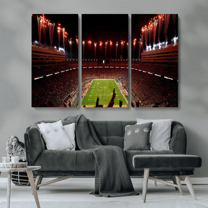 73358115-MGV-CV-36X24-Tennessee Volunteers Wall Art – Neyland Stadium Fireworks Night Game Canvas Print, Vols Football Checkerboard Endzone Sports Decor