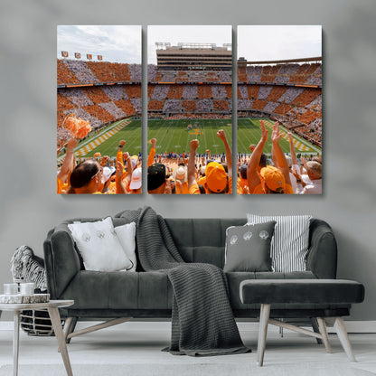 76011417-MGV-CV-36X24-Neyland Stadium Wall Art – Panoramic Tennessee Volunteers Checkerboard Crowd Canvas Print, Day Game Football Celebration Sports