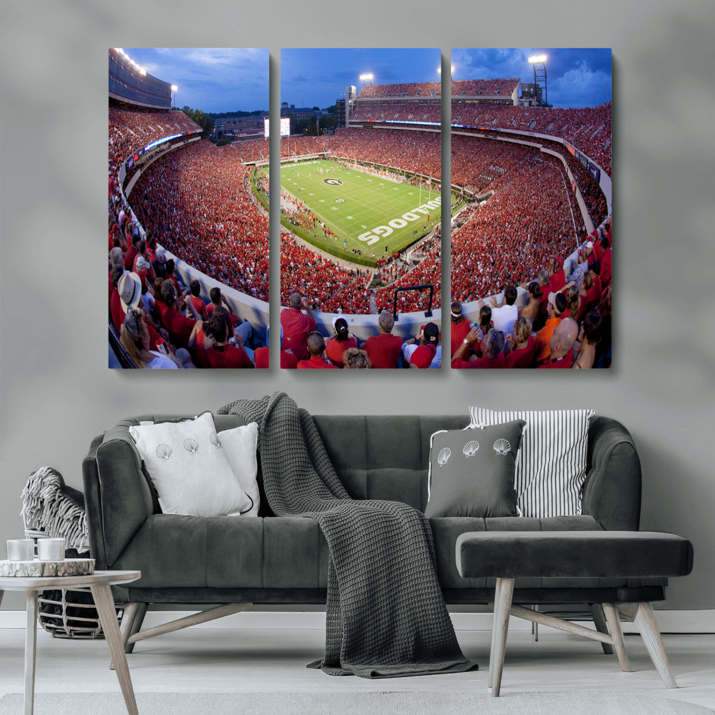 10244378-MGV-CV-36X24-Sanford Stadium Wall Art – Panoramic Georgia Bulldogs Day Game Football Canvas Print, Game Day Crowd Sports Decor for Office, Man