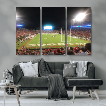16230786-MGV-CV-36X24-Georgia Bulldogs Stadium Wall Art – Night Game Football Field Canvas Print, Panoramic Sports Decor for Home, Office, Fan Cave