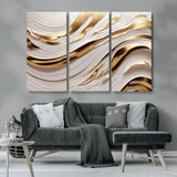 41237-MGV-CV-36X24-Gold Waves Wall Art Canvas Print, Framed Elegant Flow Art Picture Print, Luxury Layers Perfect Minimal Luxe Decor Artwork