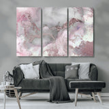 16416-MGV-CV-36X24-Blush Marble Wall Art Canvas Print, Framed Rose Gold Art Picture Print, Pink Cloudy Perfect Modern Glam Decor Artwork