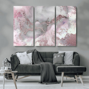 16416-MGV-CV-36X24-Blush Marble Wall Art Canvas Print, Framed Rose Gold Art Picture Print, Pink Cloudy Perfect Modern Glam Decor Artwork