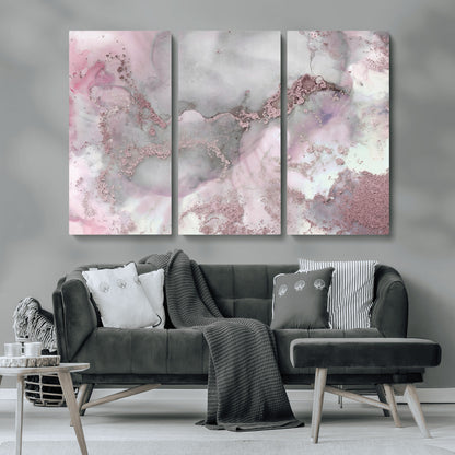 16416-MGV-CV-36X24-Blush Marble Wall Art Canvas Print, Framed Rose Gold Art Picture Print, Pink Cloudy Perfect Modern Glam Decor Artwork